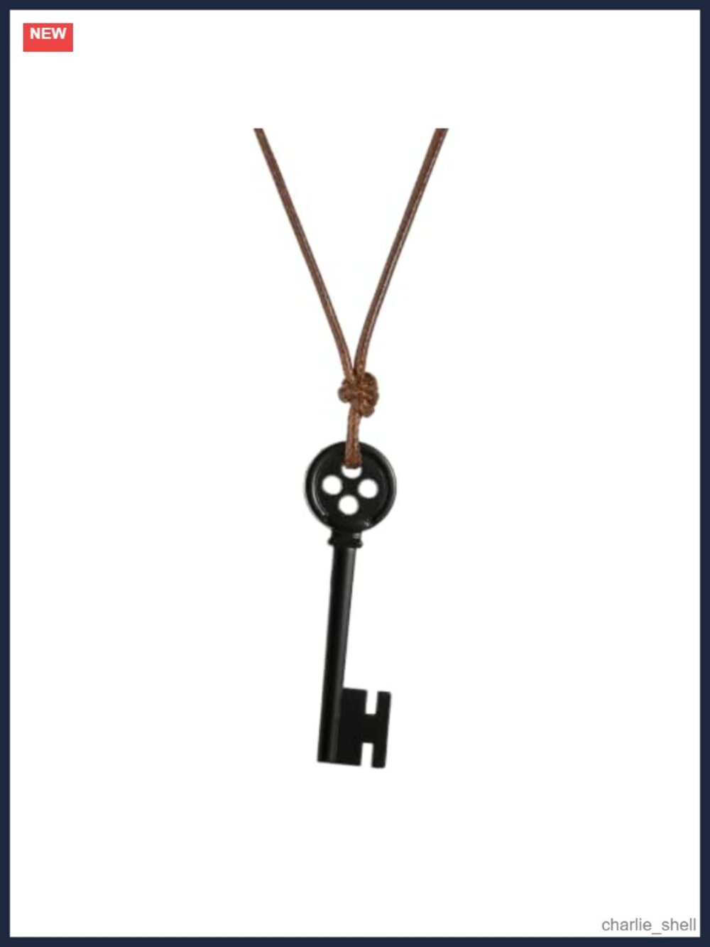Black Button Key Necklace Costume Jewelry Retro Cosplay Accessory